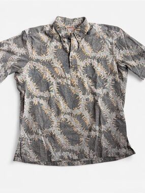 reyn spooner Grey Paisley-Print Short-Sleeve Polo
